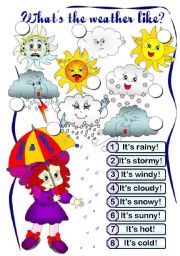 English Worksheet: Whats the weather like? (BW on page 2)