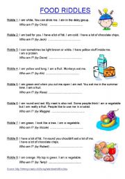 English Worksheet: Food riddles