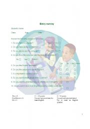 English worksheet: Entry survey