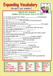 English Worksheet: Expanding Vocabulary