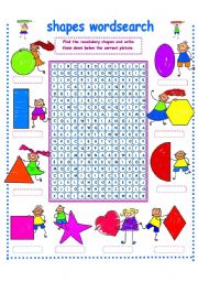 English Worksheet: SHAPES WORDSEARCH-PART 3