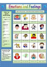 English Worksheet: Emotions and Feelings