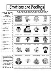 English Worksheet: Emotions and Feelings black/white copymaster