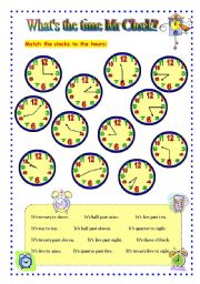 English Worksheet: Whats the time Mr Clock? - matching.