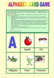 English Worksheet: Alphabet Card Game - part 1