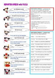 English Worksheet: reported speech with pucca