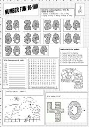 English Worksheet: Number Fun 10-100