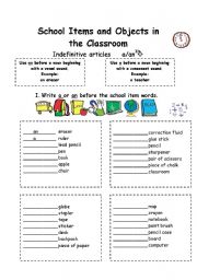 English Worksheet: Indefinite articles