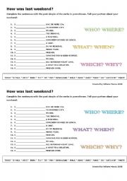 English Worksheet: Conversation Questions - How was last weekend?