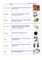 English Worksheet: CRIME - MATCHING CARDS