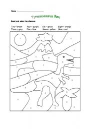 English Worksheet: Color the dinosaur