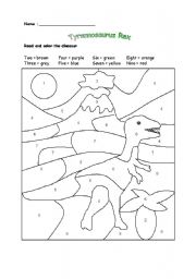 color the dinosaur esl worksheet by izo88