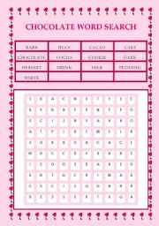 English Worksheet: Chocolate Word Search