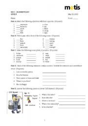 English worksheet: Elementary Quiz