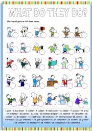 English Worksheet: WHAT DO THEY DO? 2