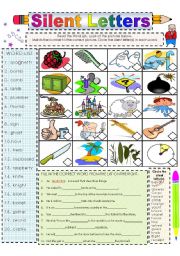 English Worksheet: Working with Words that Have Silent Letters