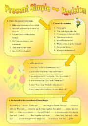 English Worksheet: Present Simple - revision exercises