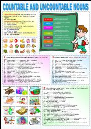 English Worksheet: COUNTABLE AND UNCOUNTABLE NOUNS