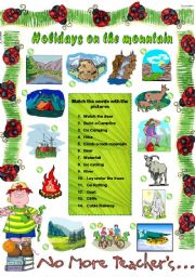 English Worksheet: SUMMER HOLIDAYS ON THE MOUNTAIN (editable)