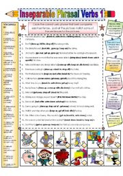 English Worksheet: Inseparable Phrasal Verbss