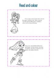 English Worksheet: Read and colour