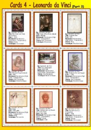 English Worksheet: Cards 4 - Leonardo da Vinci  (part 3)