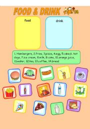 English Worksheet: food and drink