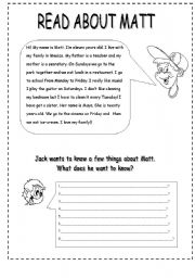 English Worksheet: reading