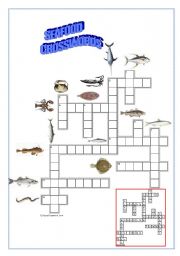 English Worksheet: SEAFOOD CROSSWORDS