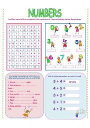 English Worksheet: NUMBERS AND BEFORE-AFTER!