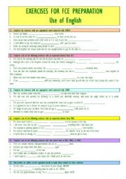 English Worksheet: FCE practice - use of English