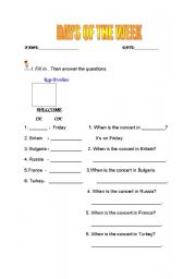 English Worksheet: DAYS OF THE WEEK