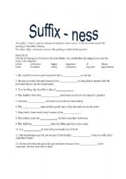 English Worksheet: Suffix -ness