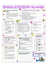 English Worksheet: REVISION ACTIVITIES: WILL - MAY and MIGHT