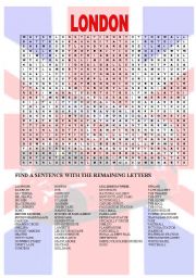 English Worksheet: LONDON WORDSEARCH