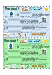 English Worksheet: How much ? How many ? - SPEAKING 