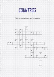 English Worksheet: Countries - crossword 