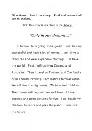 English Worksheet: Only in my dreams...