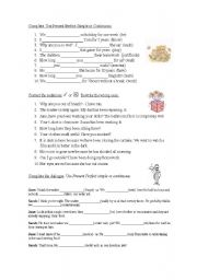 English Worksheet: Present Perfect simple and continuous