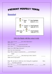 English worksheet: Present Perfect Tense