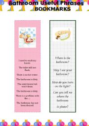 English Worksheet: Bathroom Phrases Bookmarks