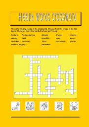 English worksheet: Health words crossword