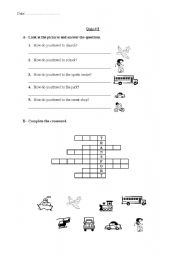 English worksheet: means of transportation