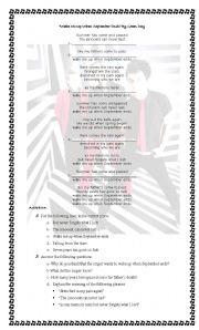 English Worksheet: wake me up when september ends