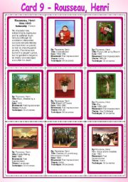 English Worksheet: Cards 9 - Rousseau, Henri