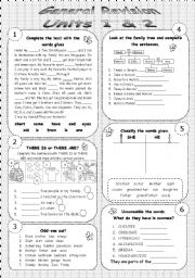 English Worksheet: General revision Units 1 & 2