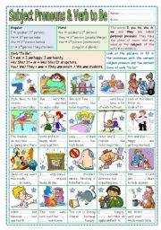 English Worksheet: Subject Pronouns & Verb to Be