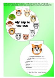 English Worksheet: original 10-paged ANIMAL MINIBOOK + 5 exercises -  read + vocab + rephrase... EDITABLE ((7 pages))