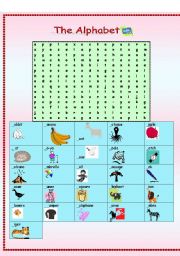 English Worksheet: The Alphabet word find