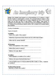 English Worksheet: An imaginary trip